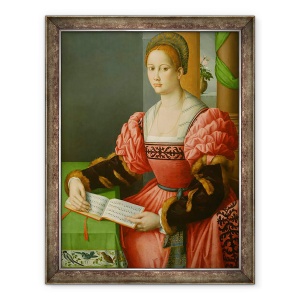Tablou inramat - Il Bacchiacca, Francesco Ubertini - Portretul unei femei Cu O Carte De Muzica, 70 x 90 cm