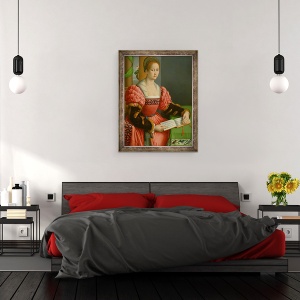 Tablou inramat - Il Bacchiacca, Francesco Ubertini - Portretul unei femei Cu O Carte De Muzica, 70 x 90 cm - Img 3