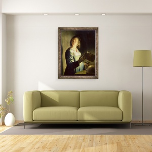 Tablou inramat - Isaac de Jouderville - Tanara femeie cu o lumanare, 70 x 90 cm - Img 2