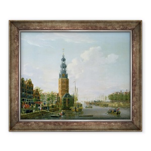 Tablou inramat - Isaak Ouwater - Vedere de Amsterdam cu Montelbaanstower pe Oude Schans, 50 x 60 cm