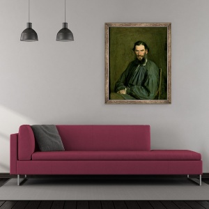 Tablou inramat - Ivan Nikolaevich Kramskoy - Portretul Contelui Lev Nikolaevici Tolstoi 1828-1910 1873, 50 x 60 cm - Img 2