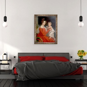 Tablou inramat - J. K. Stiegler - Arhiducesa Sofia de Austria 1805-72 impreuna cu fiul ei de doi ani Franz Joseph 1830-1916 mai tarziu imparatul Francisc Joseph I al Austriei, 60 x 80 cm - Img 3