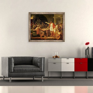 Tablou inramat - Jacques Louis David - Studiu pentru Lycurgus Aratand Anticii din Sparta regele lor, 70 x 85 cm - Img 2