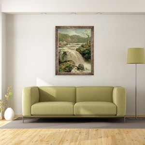 Tablou inramat - James Burrell Smith - Cascada pe raul Neath, sudul tarii Galilor, 70 x 90 cm - Img 2