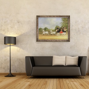 Tablou inramat - James Pollard - Antrenorul Londra-Farringdon trecand prin Buckland House, 70 x 90 cm - Img 2