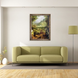 Tablou inramat - Jan Brueghel the Elder - Pamantul, sau Paradisul pamantesc, detalii ale animalelor, 70 x 90 cm - Img 2