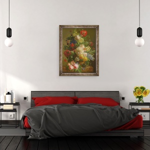 Tablou inramat - Jan Frans van Dael - Flori intr-o vaza pe o masa de consola de marmura, 70 x 90 cm - Img 3