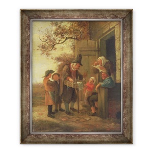Tablou inramat - Jan Havicksz. Steen - Un Pedlar vinde Spectacles in afara unei cabane, 50 x 60 cm