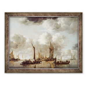 Tablou inramat - Jan van de Capelle - Un iaht olandez de ardere un salut ca o barja trage departe, 70 x 90 cm