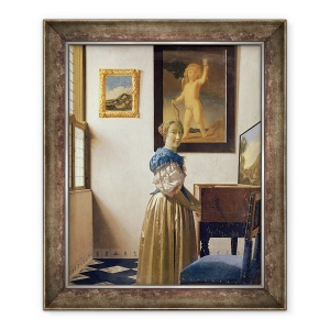 Tablou inramat - Jan Vermeer - O tanara care sta la o virgina, 50 x 60 cm