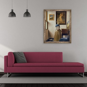 Tablou inramat - Jan Vermeer - O tanara care sta la o virgina, 50 x 60 cm - Img 2