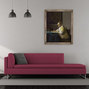 Tablou inramat - Jan Vermeer - Scrierea unei doamne, 50 x 60 cm - Img 2