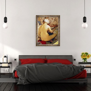 Tablou inramat - Jean Auguste Dominique Ingres - Baia turceasca, detaliu al muzicianului, 60 x 80 cm - Img 3