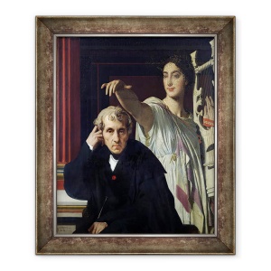 Tablou inramat - Jean Auguste Dominique Ingres - Portretul Compozitorului Italian Cherubini 1760-1842 si muza poeziei lirice, 70 x 85 cm