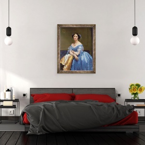 Tablou inramat - Jean Auguste Dominique Ingres - Portretul Printesei de Broglie, 70 x 90 cm - Img 3