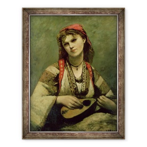 Tablou inramat - Jean Baptiste Camille Corot - Christine Nilson 1843-1921 sau Boemia cu o mandolina, 60 x 80 cm