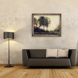 Tablou inramat - Jean Baptiste Camille Corot - Suvenir din Italia, 70 x 90 cm - Img 2