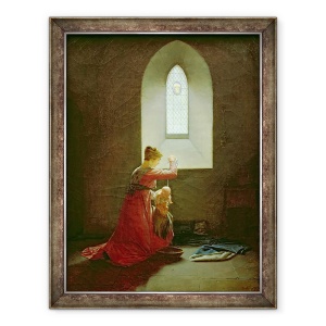 Tablou inramat - Jean Baptiste Mallet - Genevieve de Brabant Botezandu-si Fiul in inchisoare, 70 x 90 cm