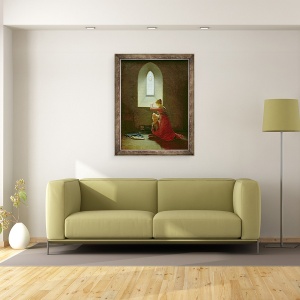 Tablou inramat - Jean Baptiste Mallet - Genevieve de Brabant Botezandu-si Fiul in inchisoare, 70 x 90 cm - Img 2