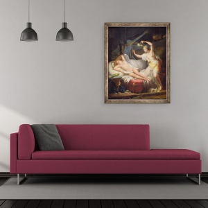 Tablou inramat - Jean-Baptiste Regnault - Cupidon si Psyche, 70 x 85 cm - Img 2