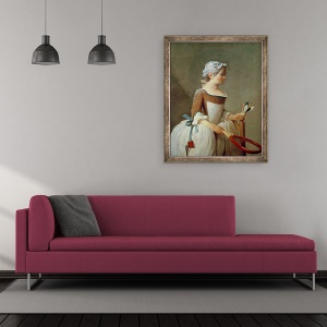 Tablou inramat - Jean-Baptiste Simeon Chardin - Fata cu racheta si Shuttlecock, 50 x 60 cm - Img 2