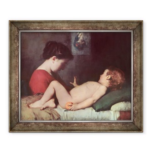 Tablou inramat - Jean-Jacques Henner - Copilul Trezirea, 50 x 60 cm