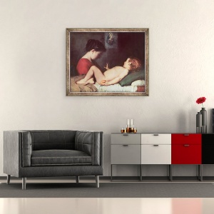 Tablou inramat - Jean-Jacques Henner - Copilul Trezirea, 50 x 60 cm - Img 2