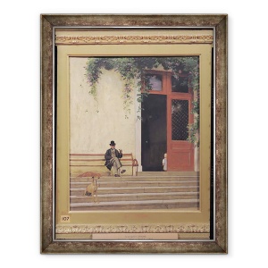 Tablou inramat - Jean Leon Gerome - Tatal si Fiul Artistului la usa Casei sale, 60 x 80 cm