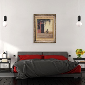 Tablou inramat - Jean Leon Gerome - Tatal si Fiul Artistului la usa Casei sale, 60 x 80 cm - Img 3