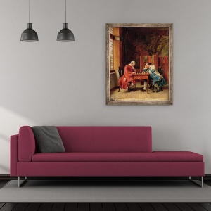 Tablou inramat - Jean-Louis Ernest Meissonier - Jucatorii de sah, 50 x 60 cm - Img 2