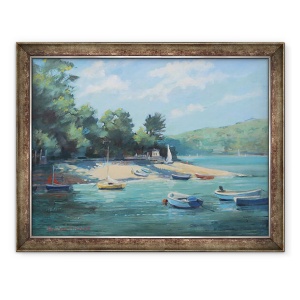 Tablou inramat - Jennifer Wright - Pescarii Cove Salcombe, ulei la bord, 70 x 90 cm