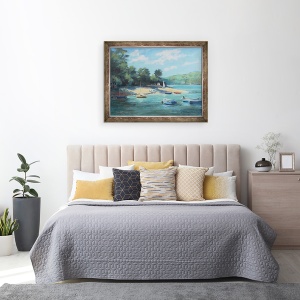 Tablou inramat - Jennifer Wright - Pescarii Cove Salcombe, ulei la bord, 70 x 90 cm - Img 3