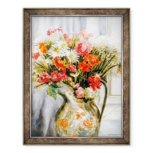 Tablou inramat - Joan Thewsey - Flori mixte cu crizanteme intr-un ulcior, 60 x 80 cm