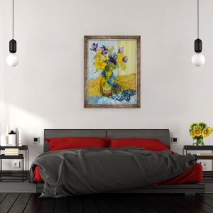Tablou inramat - Joan Thewsey - Lalele si Anemone cu Oala de Violete, 2010, 70 x 90 cm - Img 3
