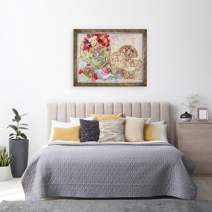 Tablou inramat - Joan Thewsey - Mazare dulce cu Flori Antice China si Cirese, 60 x 80 cm - Img 3
