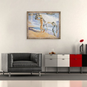 Tablou inramat - Joaquin Sorolla y Bastida - Spalarea calului, 70 x 85 cm - Img 2