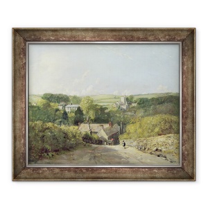 Tablou inramat - John Constable - O vedere a satului Osmington cu Biserica si Casa parohiala, 70 x 85 cm