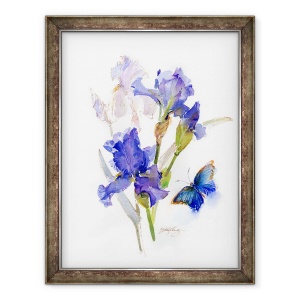 Tablou inramat - John Keeling - Iris cu fluture albastru, 2016, 60 x 80 cm
