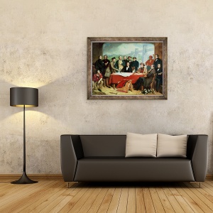 Tablou inramat - John Lucas - Conferinta inginerilor de la Britannia Bridge, 70 x 90 cm - Img 2