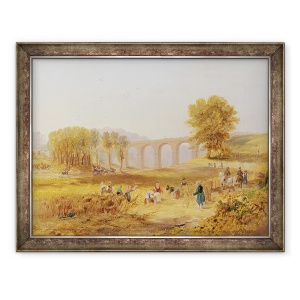 Tablou inramat - John Wilson Carmichael - Corby Viaduct, Calea Ferata Newcastle si Carlisle, 70 x 90 cm