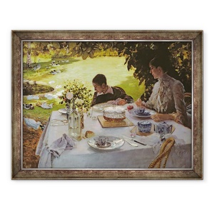 Tablou inramat - Joseph de Nittis - Mic dejun in gradina, 60 x 80 cm