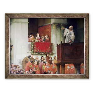Tablou inramat - Joseph Wencker - Sfantul Ioan Chrystomos c.347-407 Predica inaintea imparatesei Eudoxia c.404 c.1880, 70 x 90 cm