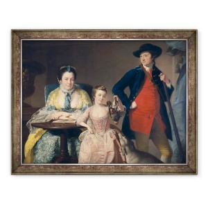 Tablou inramat - Joseph Wright - James si Mary Shuttleworth cu una dintre fiicele lor, 70 x 90 cm
