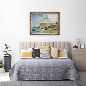 Tablou inramat - Jules Achille Noel - Crinoline pe plaja, Fecamp, 60 x 80 cm - Img 3