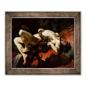 Tablou inramat - Jules Elie Delaunay - Ixion aruncat in Hades, 50 x 60 cm