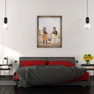 Tablou inramat - Karl Loeillot-Hartwig - Ofiterii de politie din Garde des Consuls in uniforma, 60 x 80 cm - Img 3