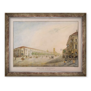 Tablou inramat - Karl Pavlovich Beggrov - Vedere de Nevsky Prospekt, langa Gostiny Dvor, Sankt-Petersburg, 70 x 90 cm