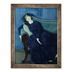 Tablou inramat - Konstantin Andreevic Somov - Femeia adormita in albastru, 70 x 90 cm