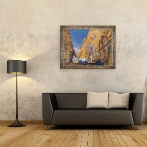 Tablou inramat - Leon Bakst - Scena pentru Dieu Bleu, 70 x 90 cm - Img 2