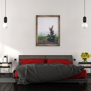 Tablou inramat - Leon Bonvin - Crizanteme inflorite cu lucrator, 60 x 80 cm - Img 3